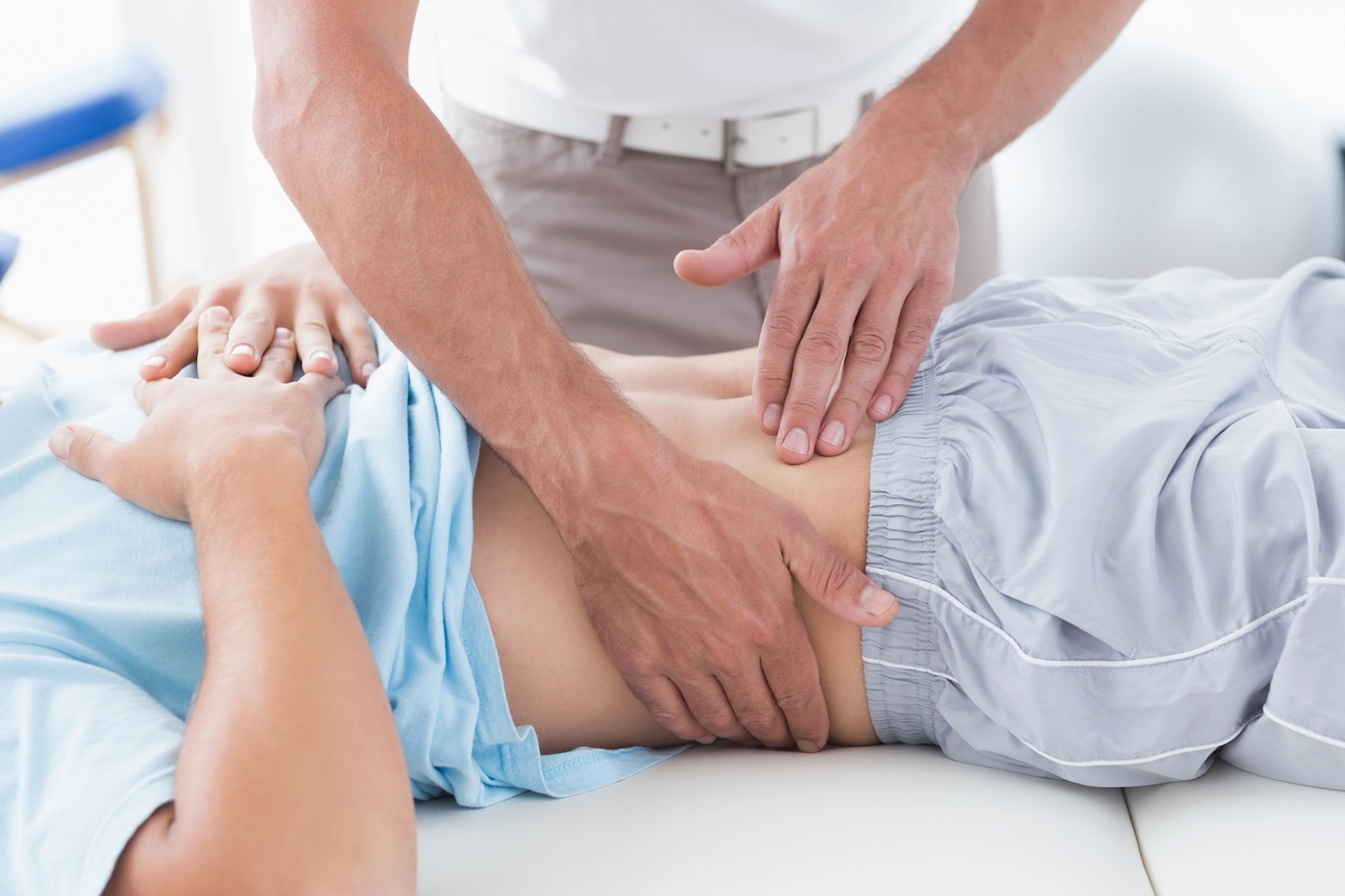 Physiotherapist treating patients pelvic floor